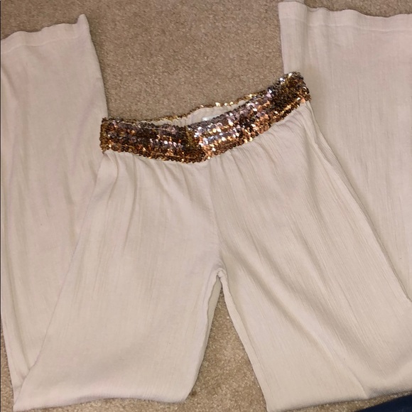 Metro 7 Pants - Linen/Pleated Pants w/ Silver & Gold Sequin Detail